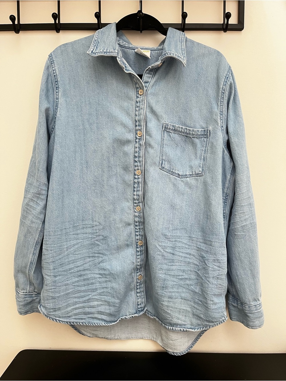Aerie Light Wash Denim Button-Up Shirt L
